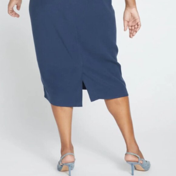 Universal Standard Deep Storm Mary Luxe Dress Blue Sz Small - Picture 4 of 11